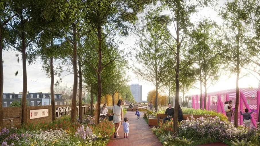 O parque suspenso, inspirado no High Line de Nova York, será instalado em uma linha de trem desativada da capital inglesa