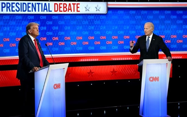 Donald Trump e Joe Biden durante o debate nos estúdios da CNN, em Atlanta, Geórgia, em 27 de junho de 2024