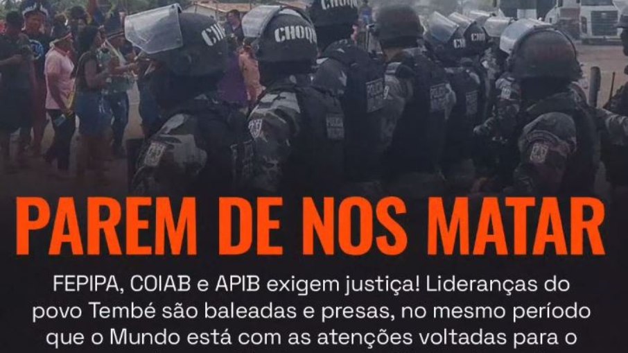 Protesto em delegacia de Tome-Açu, após prisão de lideranças indígenas da etnia Tembé-Açu do Pará