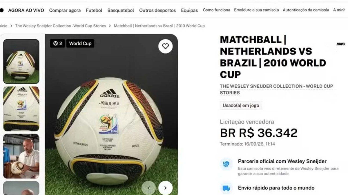 Sneijder leiloa itens históricos: bola da Copa 2010 contra Brasil e medalha 2014