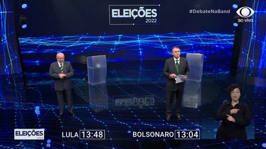 Lula e Bolsonaro no debate da Band.