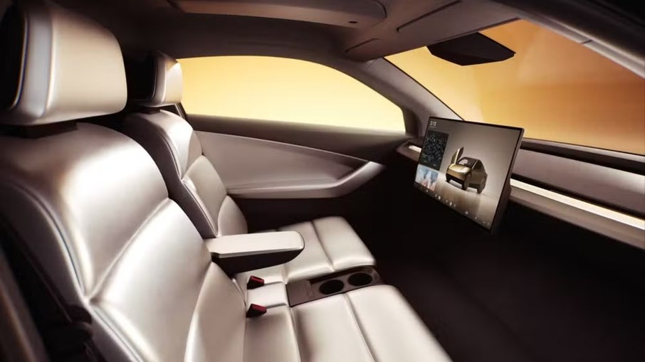 Interior do Cybercab tem apenas dois lugares e dispensa comandos tradicionais de condução
