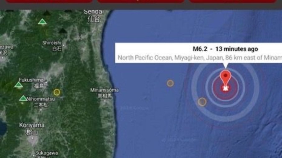 Terremoto na costa do Japão