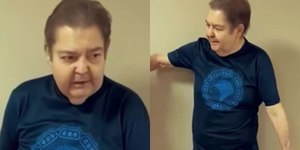Após transplantes, Faustão surge em pé e adota cão da raça