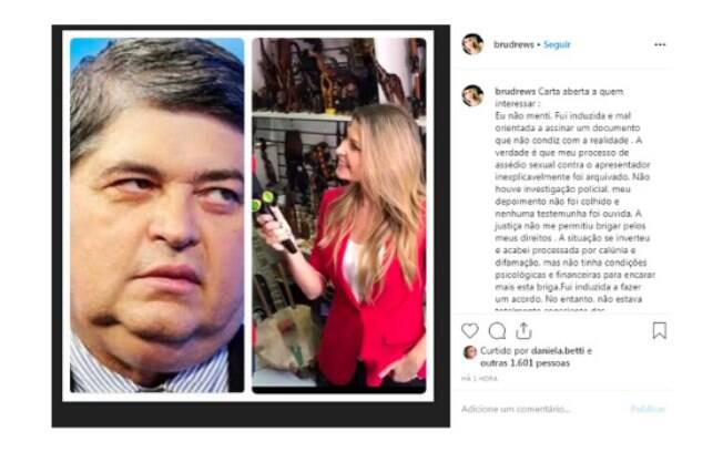 Bruna Drews se pronuncia após polêmica de assédio envolvendo Datena Bruna Drews se pronuncia após polêmica de assédio envolvendo Datena