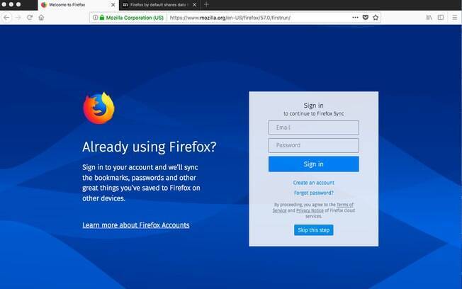 O design do Firefox Quantum conta com ícones mais redondos e a predominância de cores escuras.