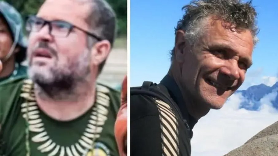 O indigenista brasileiro Bruno Pereira (esq.) e o jornalista britânico Dom Phillips (dir.), mortos em 2022 O indigenista brasileiro Bruno Pereira (esq.) e o jornalista britânico Dom Phillips (dir.), mortos em 2022