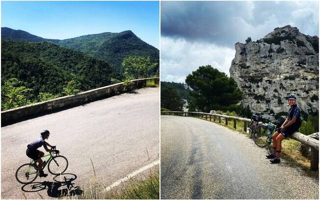 Eloise viajando de bike pela França