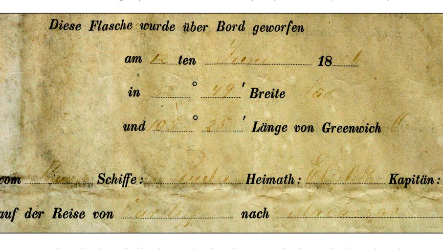 Bilhete contido na garrafa de 132 anos Bilhete contido na garrafa de 132 anos