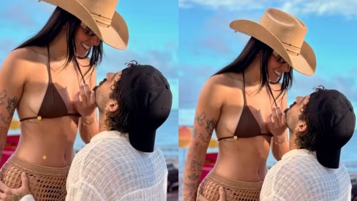 Ana Castela posa de biquíni ao lado de Zé Felipe