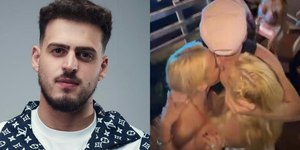 Jon Vlogs dá beijo triplo em gêmeas no "Rancho do Maia"