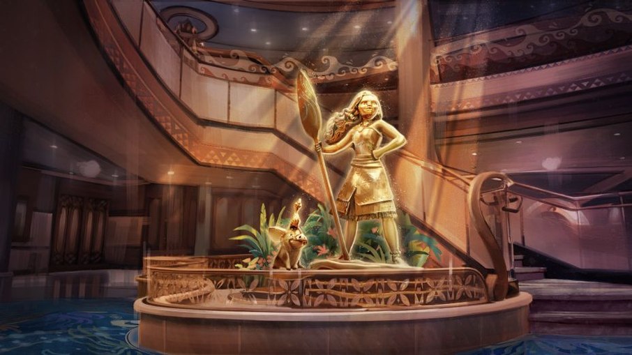 Estátua da Princesa Moana ficará no Grand Hall do Disney believe Cruise Line Estátua da Princesa Moana ficará no Grand Hall do Disney believe Cruise Line