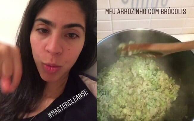 Bela Gil conta nos Stories do Instagram que tentou fazer o jejum Master Cleanse, mas que desistiu e comeu caldo de legumes e arroz