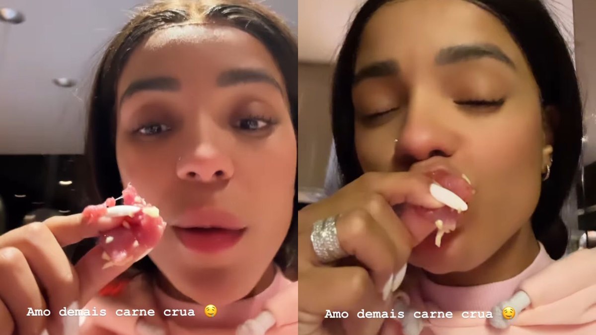 Brunna Gonçalves posta vídeo comendo carne crua e divide opiniões na web