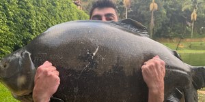 Goleiro do São Paulo pesca tambacu gigante de 47 kg