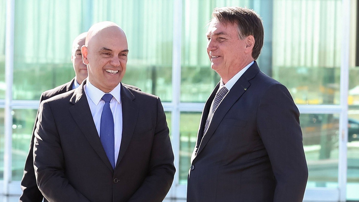 O ministro do STF Alexandre de Moraes e o ex-presidente Jair Bolsonaro em 2019