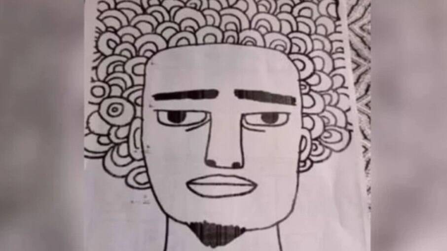 Ilustração em preto e branco de um homem de cabelo afro, simbolizando uma pessoa negra