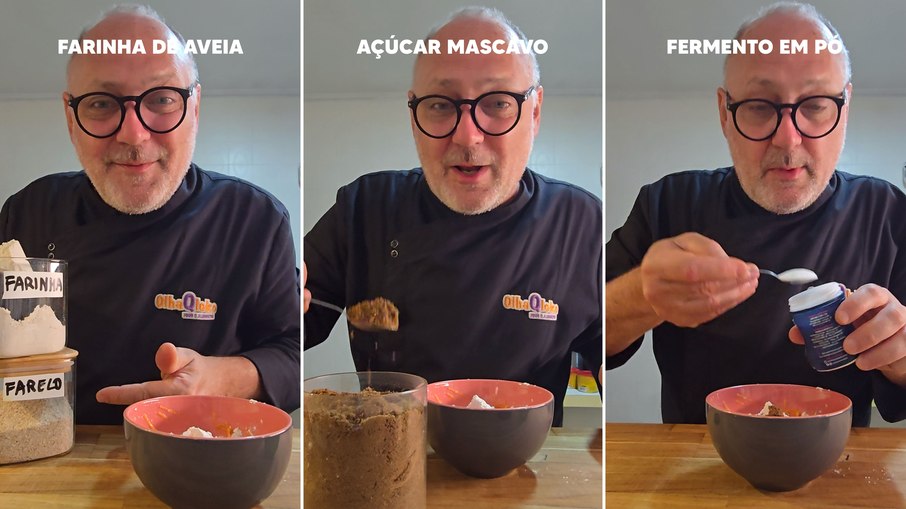 Aveia, açúcar e fermento