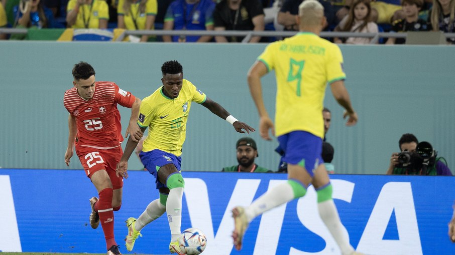Vini Jr em Brasil x Suíça pela segunda rodada da fase de grupos da Copa do Mundo Catar 2022.