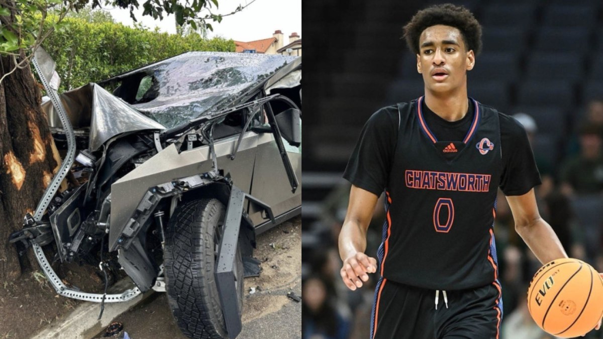 Carro conduzido por Alijah Arenas ficou destruído Carro conduzido por Alijah Arenas ficou destruído