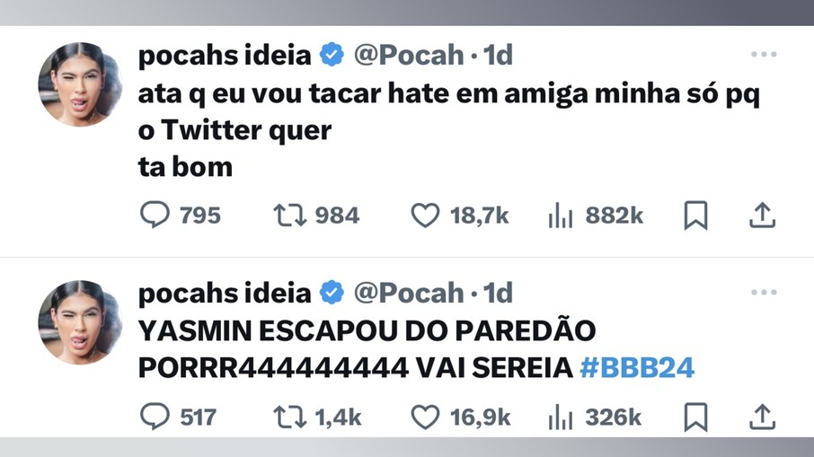 Print dos comentários de Pocah no X/Twitter