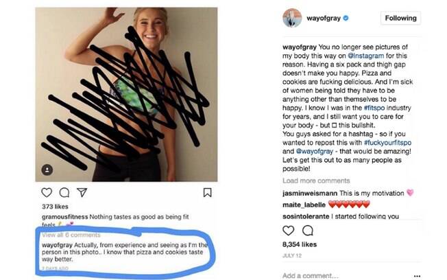 Sophie Gray anunciou que mudaria o estilo de seu perfil no Instagram com uma antiga foto sua riscada de preto