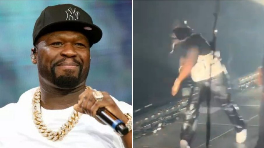 50 Cent arremessa microfone e acerta cabeça de fã em show; vídeo