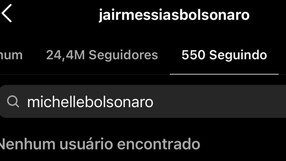 Michelle não consta na lista de pessoas que Jair Bolsonaro segue no Instagram