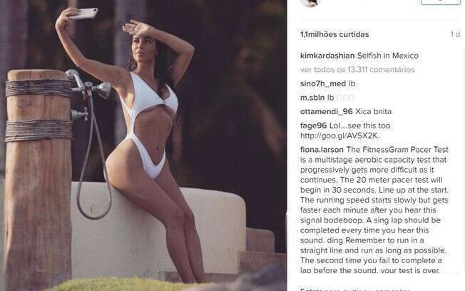 Uma das celebridades mais adoradas no Instagram, Kim Kardashian é famosa pelas fotos sensuais