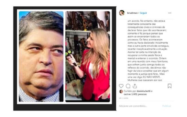 Bruna Drews se pronuncia após polêmica de assédio envolvendo Datena Bruna Drews se pronuncia após polêmica de assédio envolvendo Datena