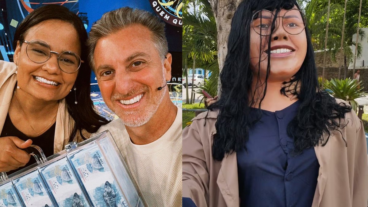 Jullie Dutra ao lado do apresentador Luciano Huck