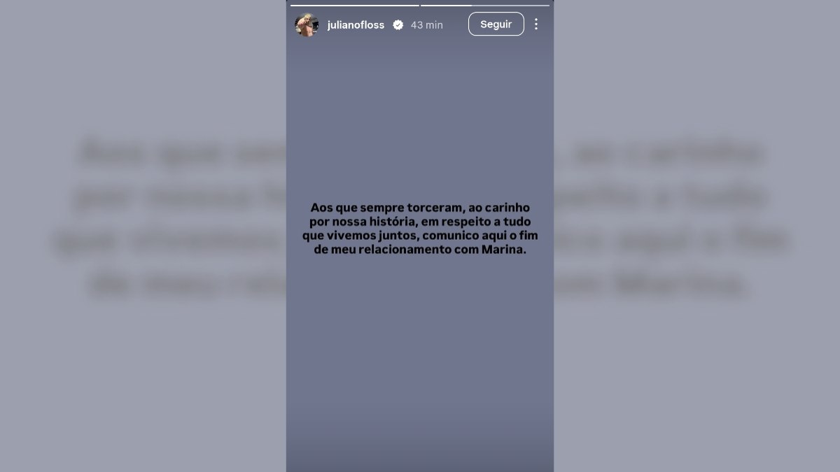 Juliano Floss anuncia término do namoro com Marina Sena Juliano Floss anuncia término do namoro com Marina Sena