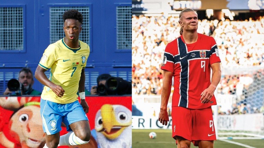 Vini Jr e Haaland são destaques de Brasil e Noruega