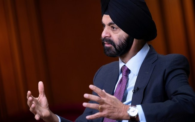 O presidente do Banco Mundial, Ajay Banga, durante entrevista na sede da instituição, em Washington