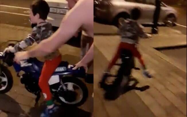 Imagens de vídeo mostram menino pilotando uma pequena moto e geram revolta nas redes sociais