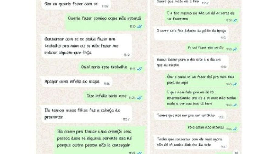 Conversa entre a suspeita e um intermediário, conforme a PCPR