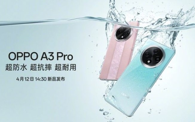 OPPO A3 Pro aparece em imagens oficiais e deve ter resistência IP69