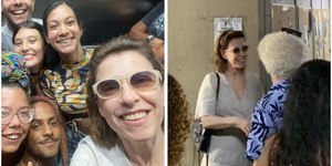 Fernanda Torres surge na UERJ e interage com universitários