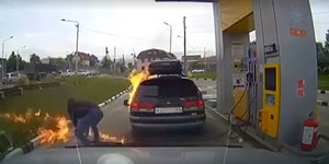 Homem acende isqueiro perto de bomba e causa incêndio; assista