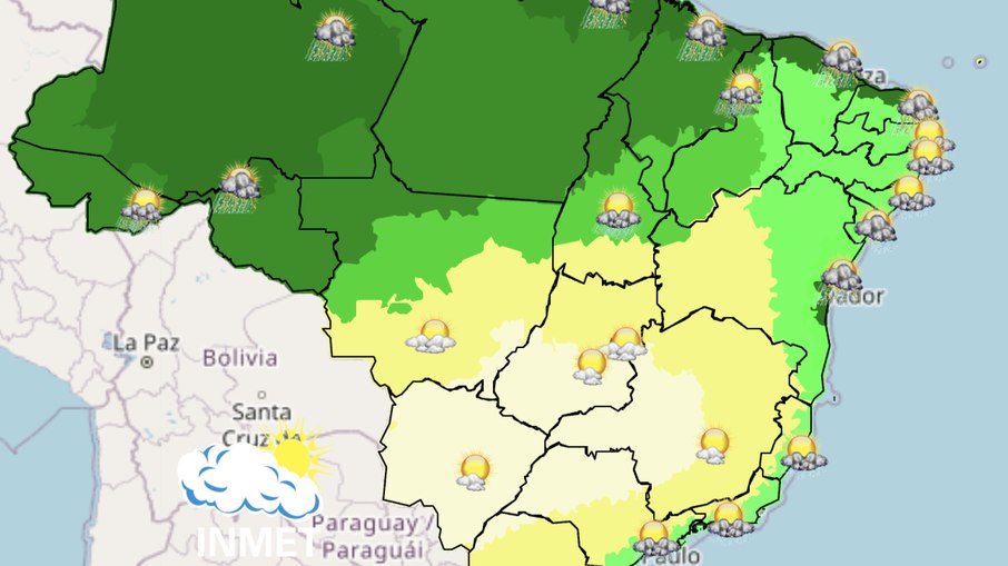 Onda de calor se concentra no Centro-Sul, enquanto extremidades do país têm chuva no fim de semana