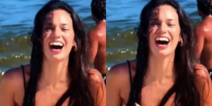 Ex-BBB Alane Dias posa de biquíni enquanto joga futevôlei