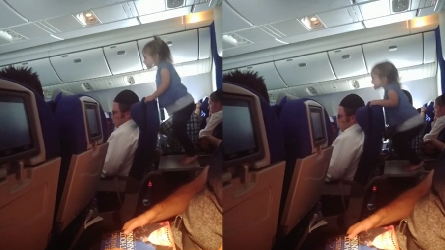 Criança aterroriza passageiros em avião e internautas apontam culpados