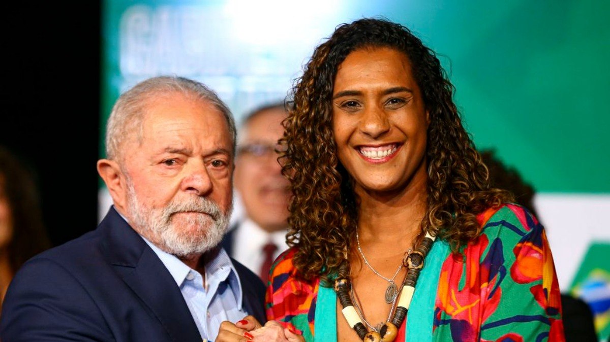O presidente Luiz Inácio Lula da Silva, e a ministra da Igualdade Racial, Anielle Franco