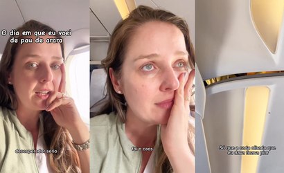 Turista mostra buraco e mancha de sangue em avião