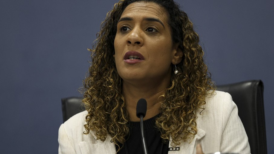  ministra da Igualdade Racial, Anielle Franco, durante o lançamento da nova plataforma do Retrato das Desigualdades de Gênero e Raça, no ministério do Planejamento