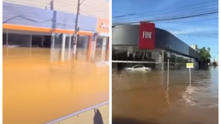 Lojas de carros zero km também ficaram inundadas; destino desses carros devem ser os leilões