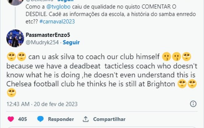 Esposa de Thiago Silva curte postagem de torcedor do Chelsea criticando o técnico