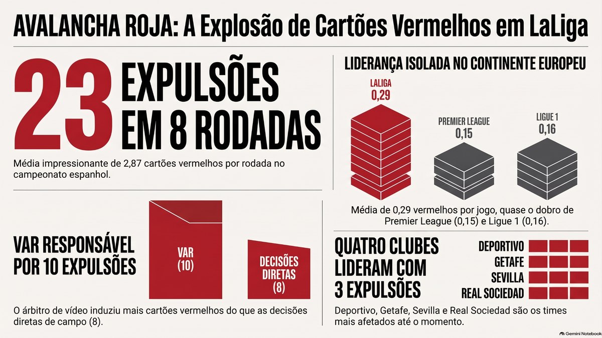 'Avalanche vermelha': número de expulsões em La Liga chama atenção