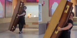 Mulher leva caixão para encher de pipoca por R$ 19