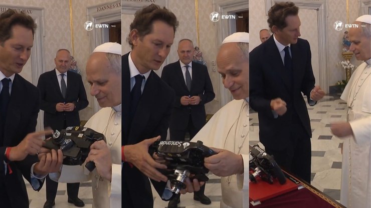 Papa recebe volante da Ferrari e fãs brincam com “ajuda divina”